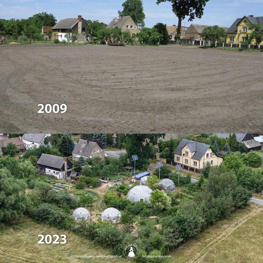 WIdok na Anielskie Ogrody w roku 2009 i 2023.
